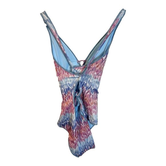 Becca Joshua Tree One-Piece Swimsuit Medium Plunge Neck Tie Back Adjustable NWT - Picture 2 of 10